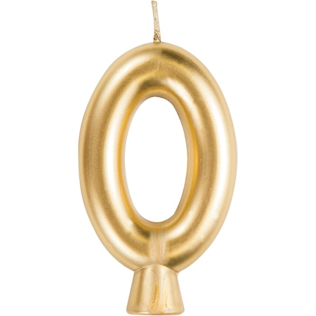 Creative Converting Gold Number 0 Candle, 1.5"x2.75", 12PK 339953